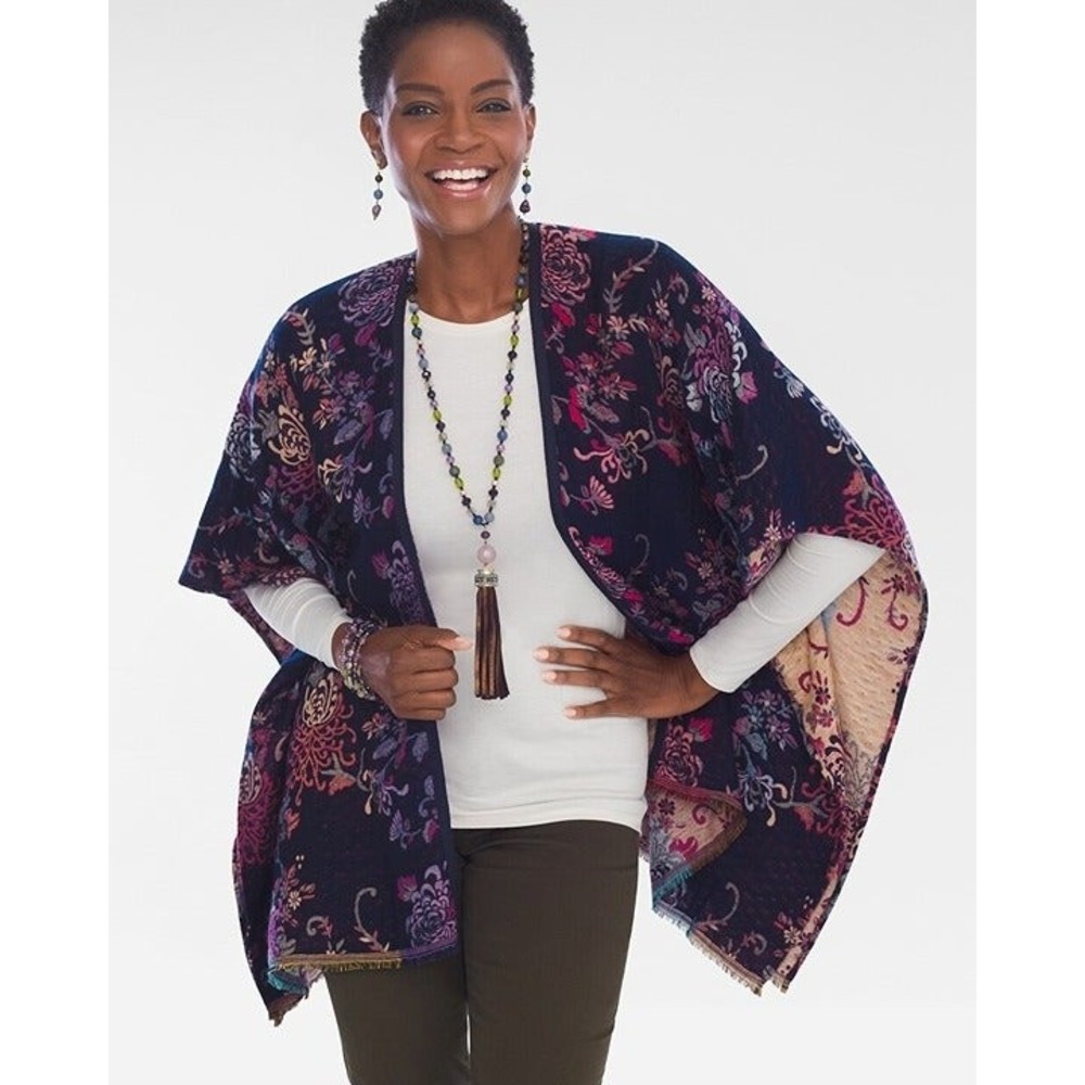 Chicos Reversible Ruana Sweater OSFA